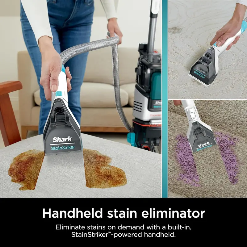 Shark CarpetXpert EX201 Deep-Cleaning Carpet Cleaner – Cyan Unit with StainStriker Tech, Pet Stain Removal, and Integrated Tool Storage