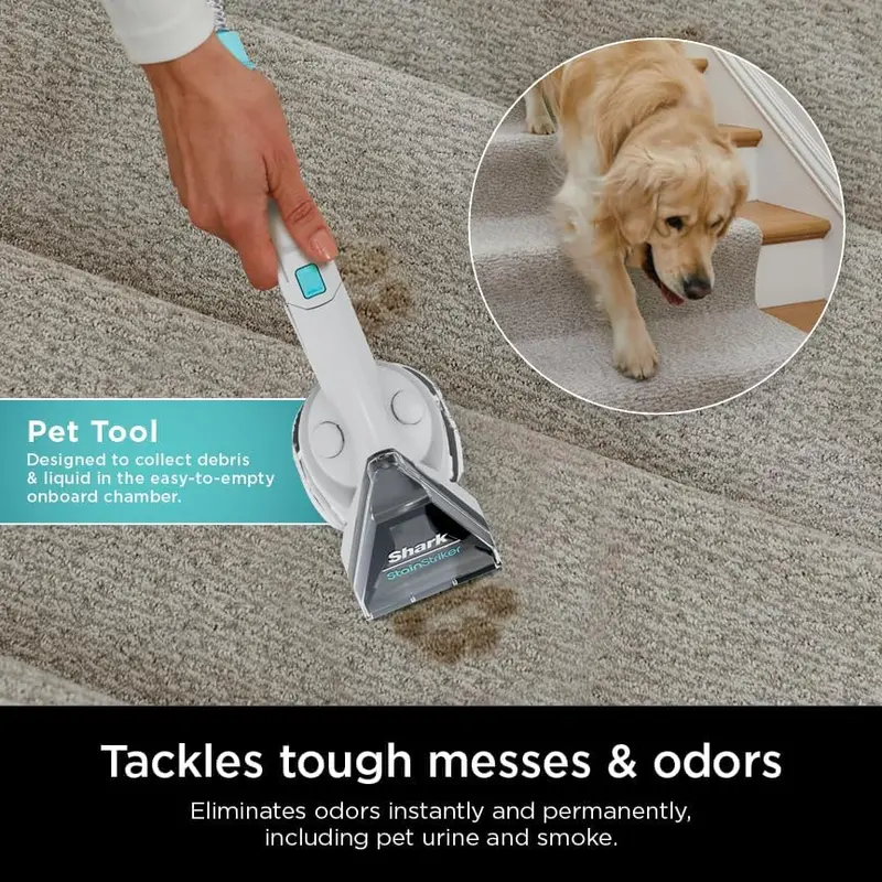 Shark CarpetXpert EX201 Deep-Cleaning Carpet Cleaner – Cyan Unit with StainStriker Tech, Pet Stain Removal, and Integrated Tool Storage