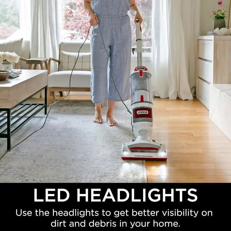 Shark NV501 Lift-Away Upright Vacuum Cleaner – HEPA Filtration, Swivel Steering, and LED Headlights (White/Red)