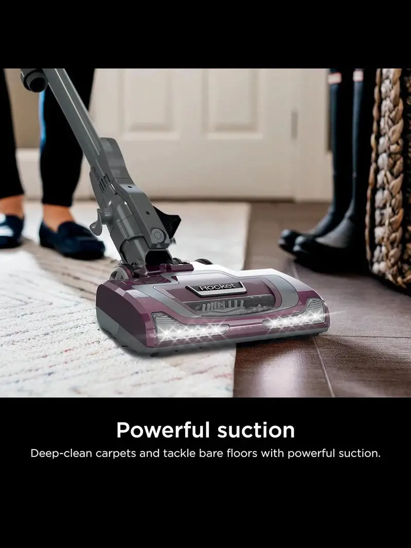 Shark Rocket Deluxe Pro Corded Stick Vacuum – Lightweight Design with Pet Hair Tools and LED Illumination (Bordeaux/Silver)