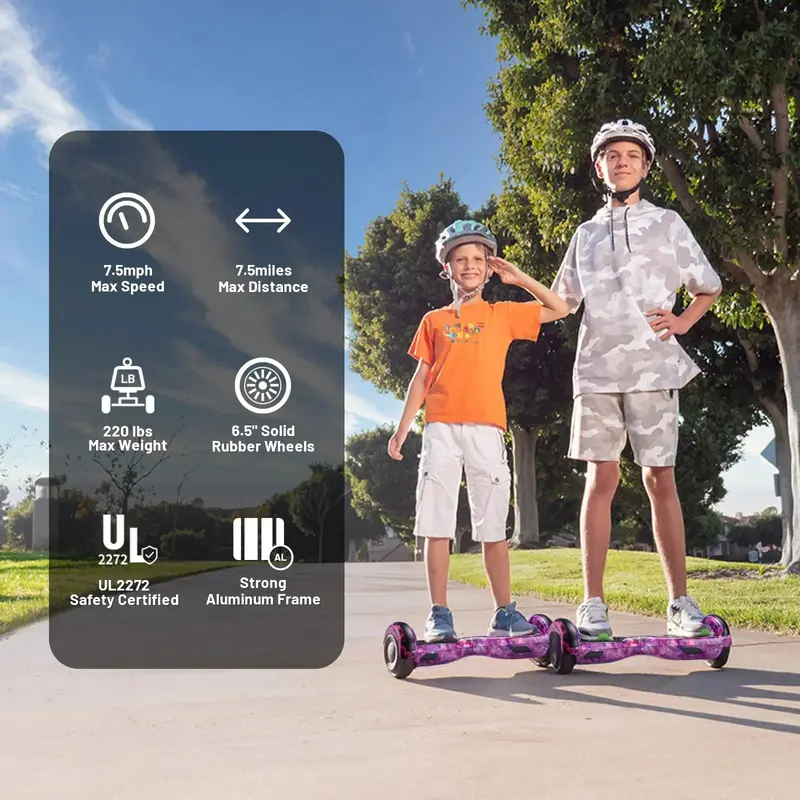 SIMATE 6.5-Inch Hoverboard – Self-Balancing Scooter with Bluetooth Speaker & RGB Lights