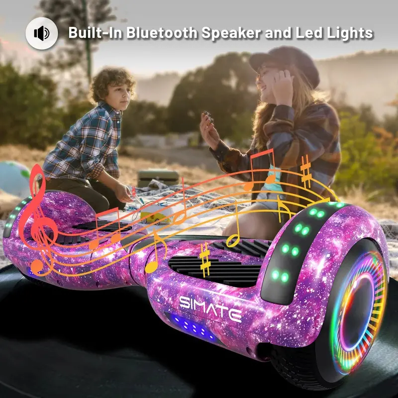 SIMATE 6.5-Inch Hoverboard – Self-Balancing Scooter with Bluetooth Speaker & RGB Lights
