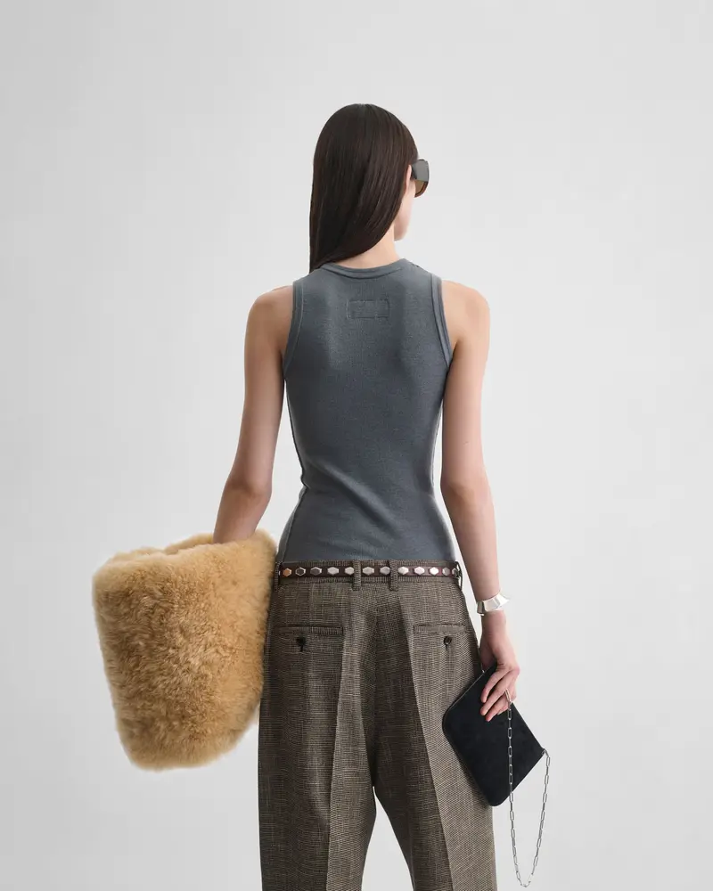 Slim-Fit Ribbed Merino Wool Tank In Grey