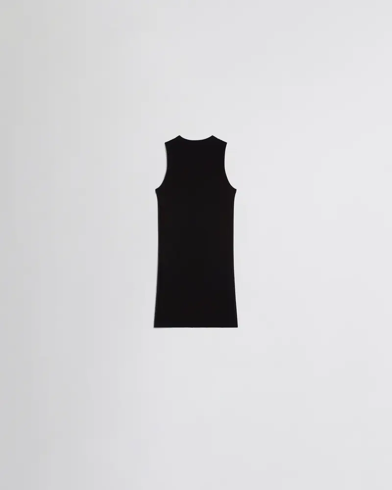 Slim-Fit Ribbed Tank In Black Merino Wool 2