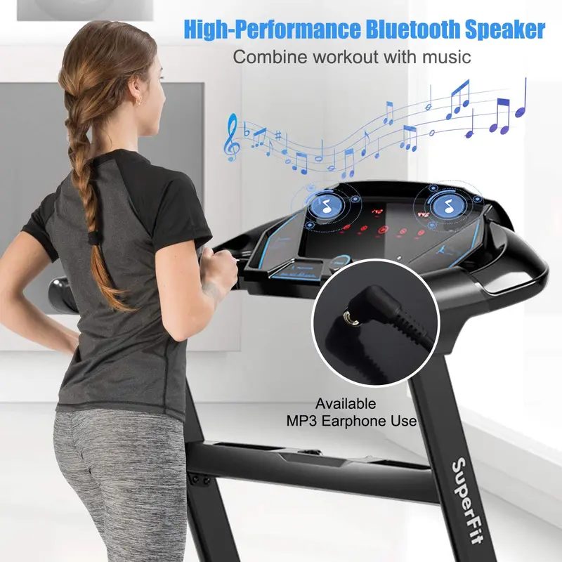 Slim-Folding Electric Treadmill – Superfit Compact Treadmill Designed for Small Apartments and Home Gyms