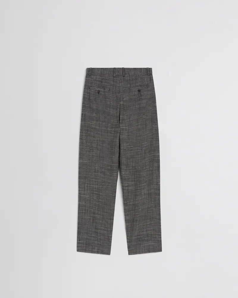 Slim-Tailored Blue-Grey Silk-Linen Trousers With Wide Leg 2