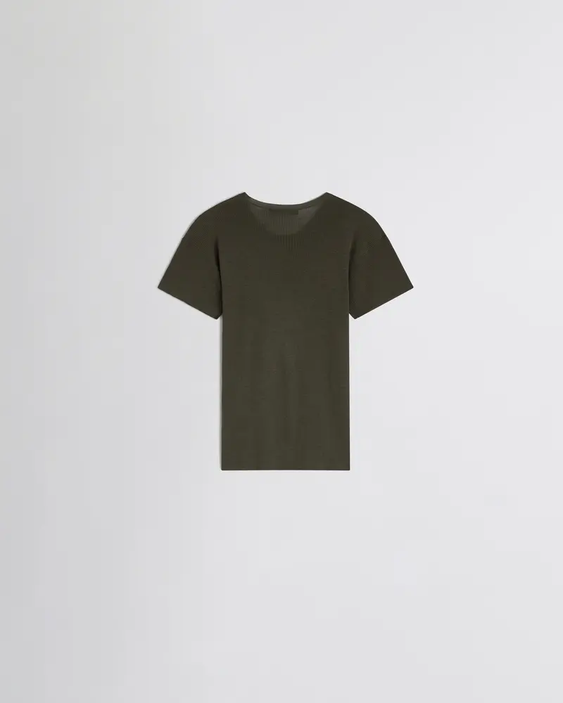 Sludge Cotton-Silk Ribbed T-Shirt With Relaxed Fit 2