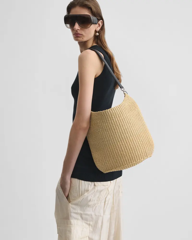 Small Slope Sling Bag In Natural Woven Viscose 2