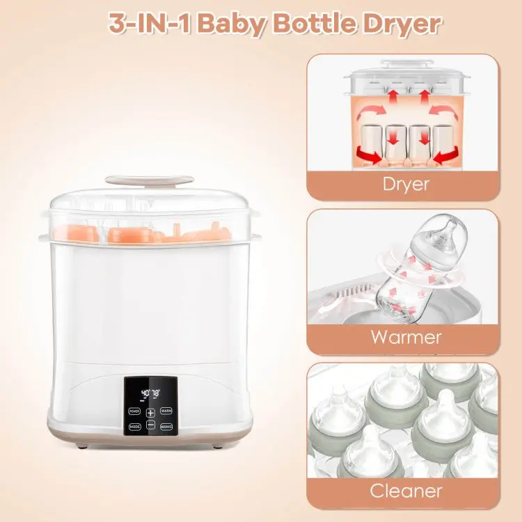 Smart LED-Controlled 3-in-1 Baby Bottle Sterilizer and Dryer
