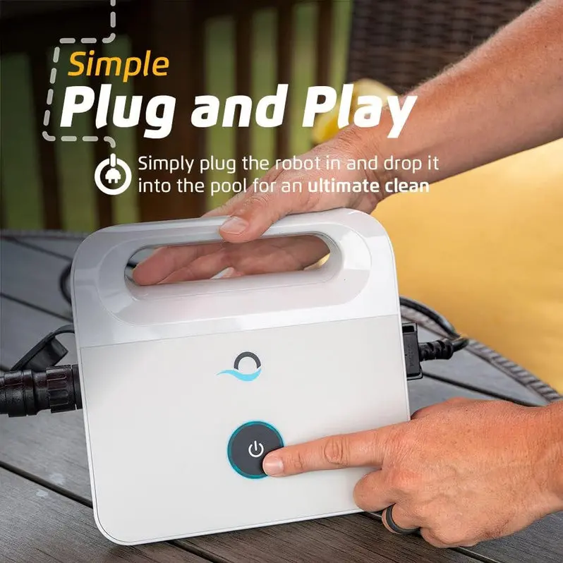 Smart Robotic Pool Cleaner for In-Ground & Above-Ground Pools – Top-Loading Filter + Scrubbing Brush, Up to 30 ft Coverage