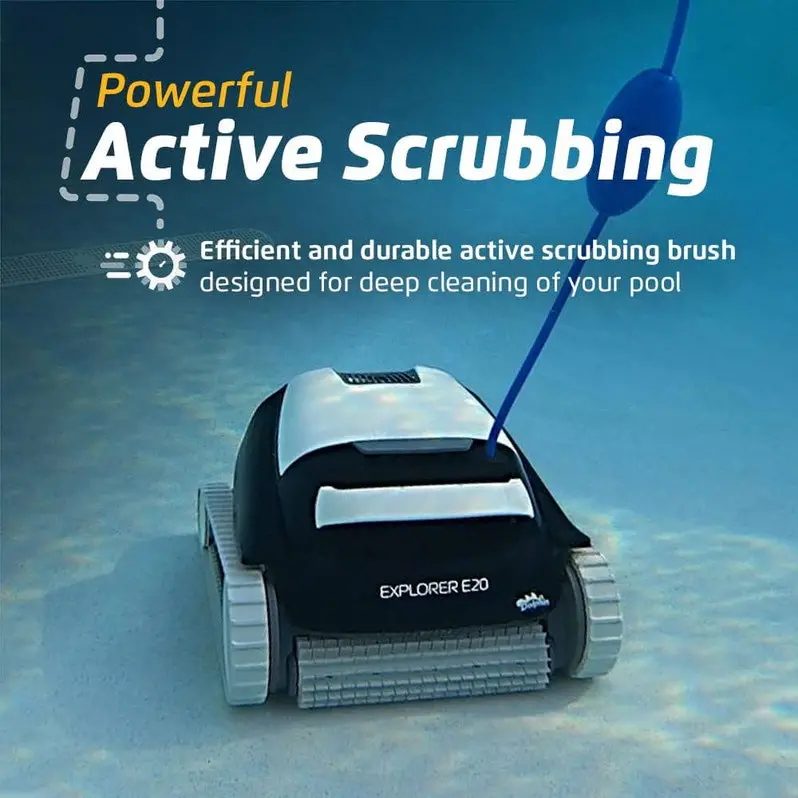 Smart Robotic Pool Cleaner for In-Ground & Above-Ground Pools – Top-Loading Filter + Scrubbing Brush, Up to 30 ft Coverage