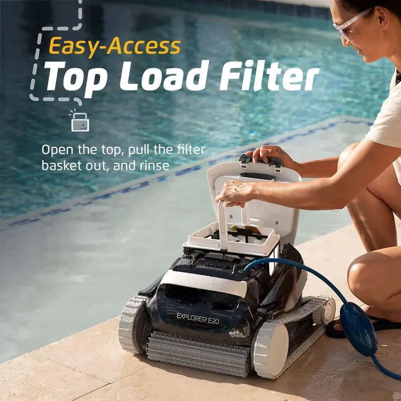 Smart Robotic Pool Cleaner for In-Ground & Above-Ground Pools – Top-Loading Filter + Scrubbing Brush, Up to 30 ft Coverage