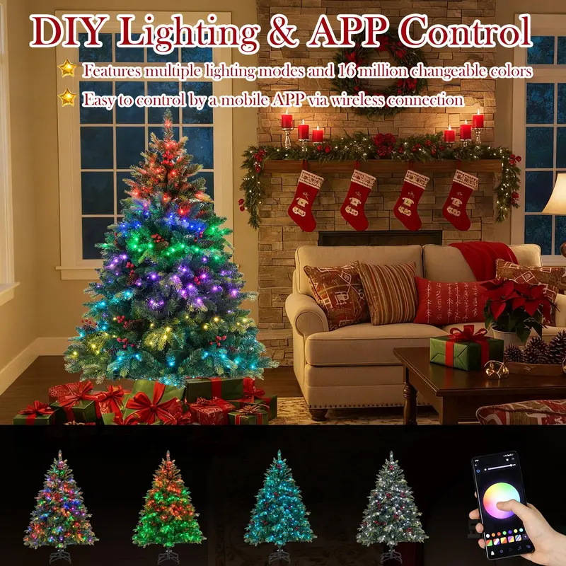 Smart Wi-Fi Christmas Tree – APP-Controlled RGB Lights and Remote Operation 2
