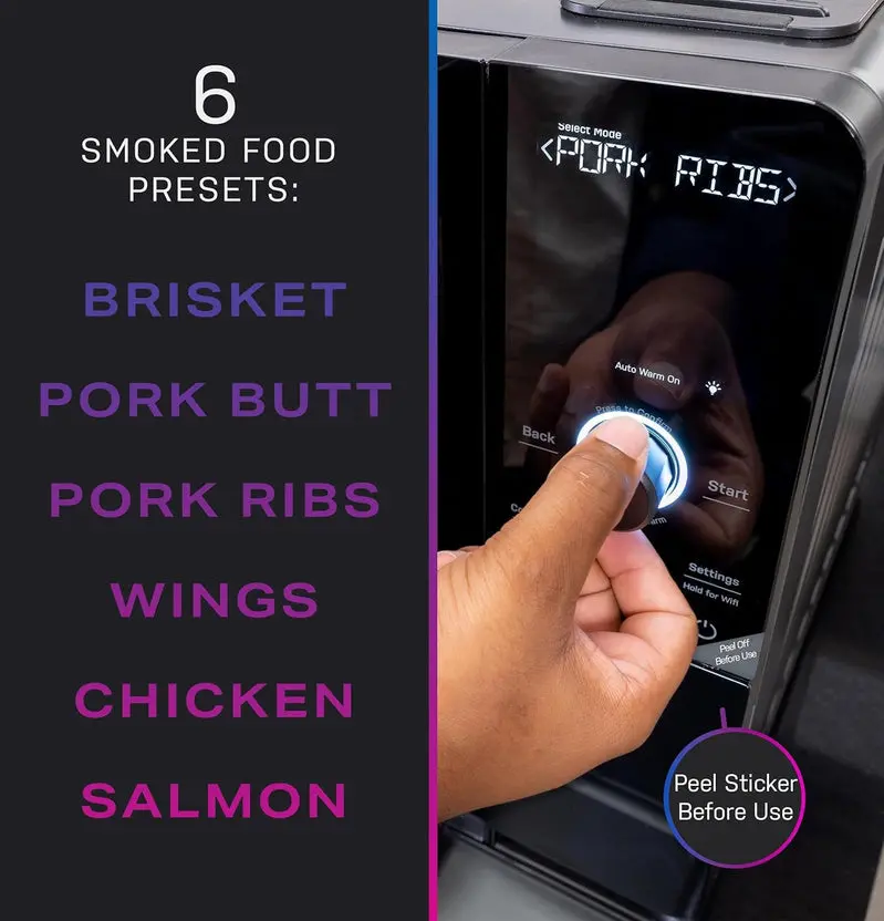 Smart WiFi Pellet Smoker for Countertops – Active Smoke Filtration, 5 Smoke Intensity Levels