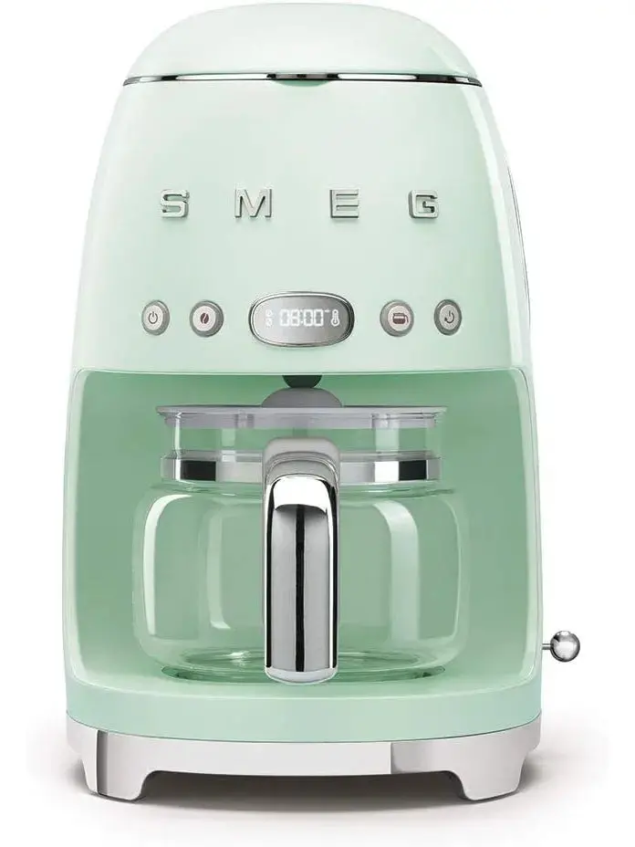 Smeg Retro Drip Coffee Maker — 10-Cup Capacity, Pastel Green, 1950s-Inspired Design