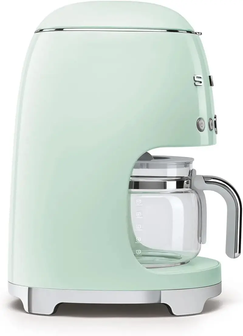 Smeg Retro Drip Coffee Maker — 10-Cup Capacity, Pastel Green, 1950s-Inspired Design