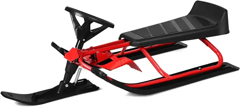 Snow Racer Sled with Dual Brake Control – Stable Slider Board, All-Terrain Gliding Design