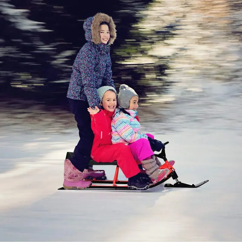 Snow Racer Sled with Dual Brake Control – Stable Slider Board, All-Terrain Gliding Design