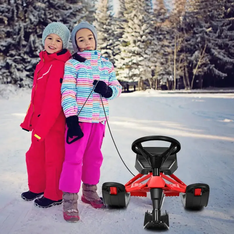 Snow Racer Sled with Dual Brake Control – Stable Slider Board, All-Terrain Gliding Design