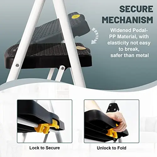 SocTone 3-Step Folding Step Stool – Ergonomic Handle, Ultra-Lightweight Design, and Space-Saving Storage for Home or Office