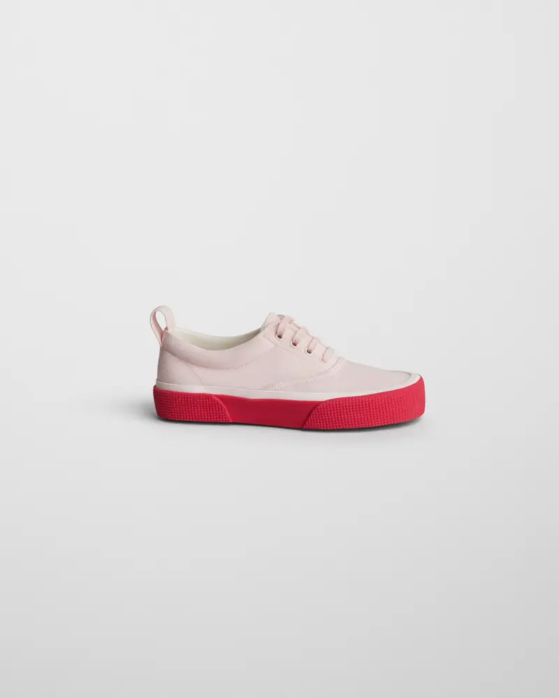 Soft Pink Canvas Lace-Up Plimsole Sneakers