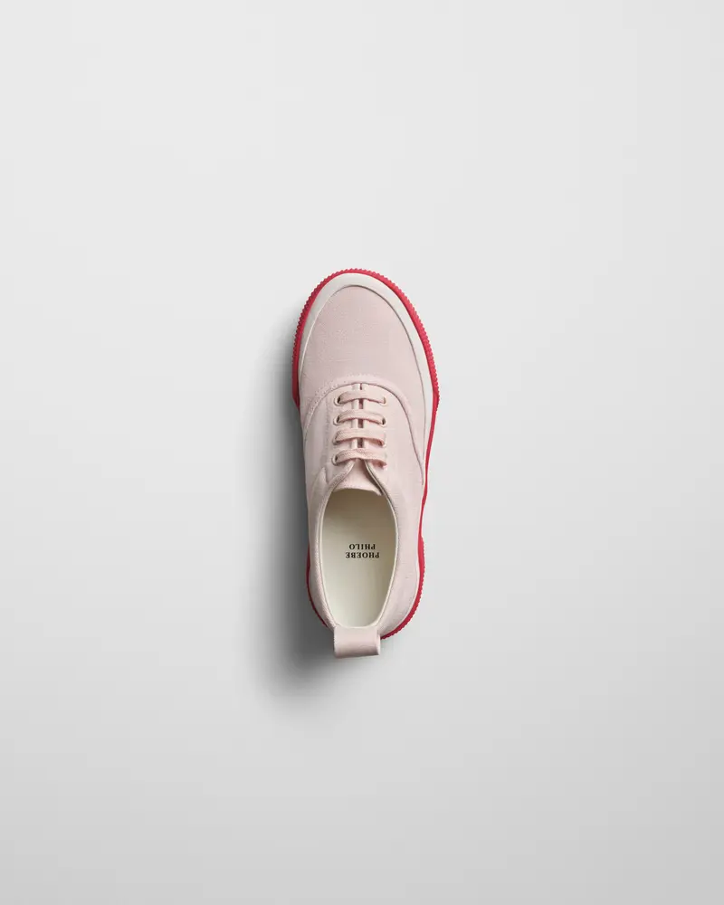 Soft Pink Canvas Lace-Up Plimsole Sneakers