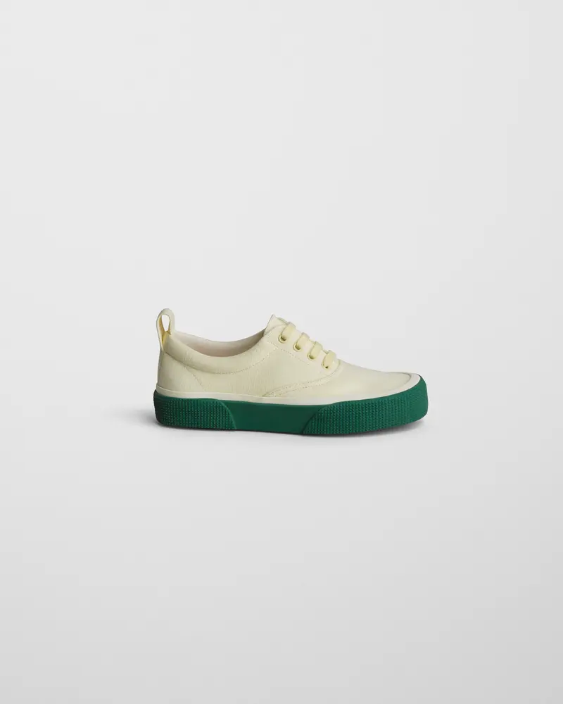 Soft Yellow Canvas Lace-Up Plimsole Sneakers