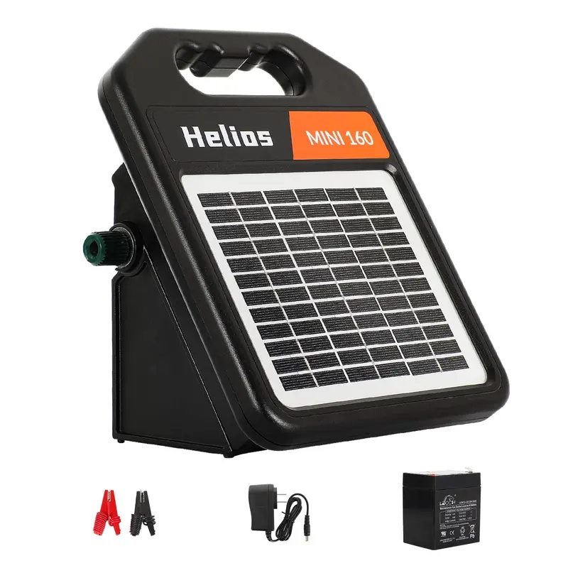 Solar-Powered Electric Fence Charger – 10-Mile Range, 0.16 Joule Output with Auto Day/Night Mode