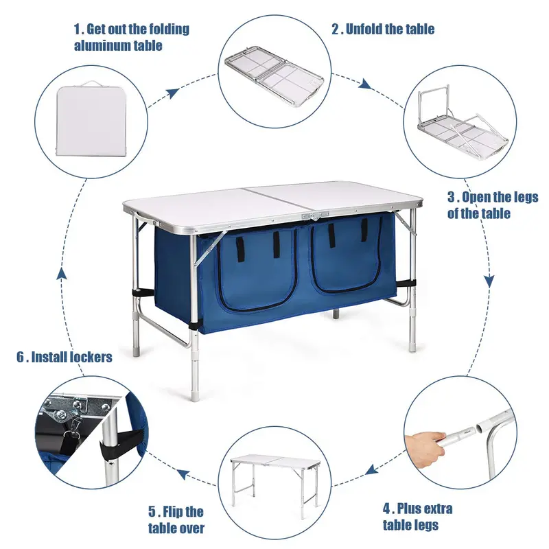Space-Saving Folding Outdoor Table with Built-In Storage Compartment