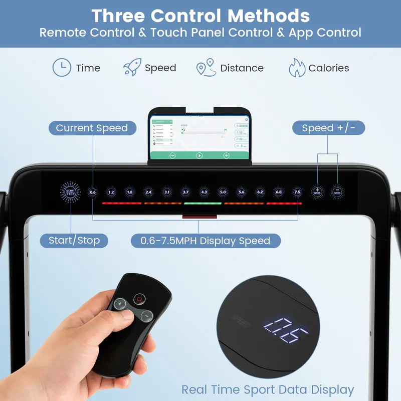 Space-Saving Under-Desk Walking Treadmill with Touchscreen Interface and 2.25 HP Motor