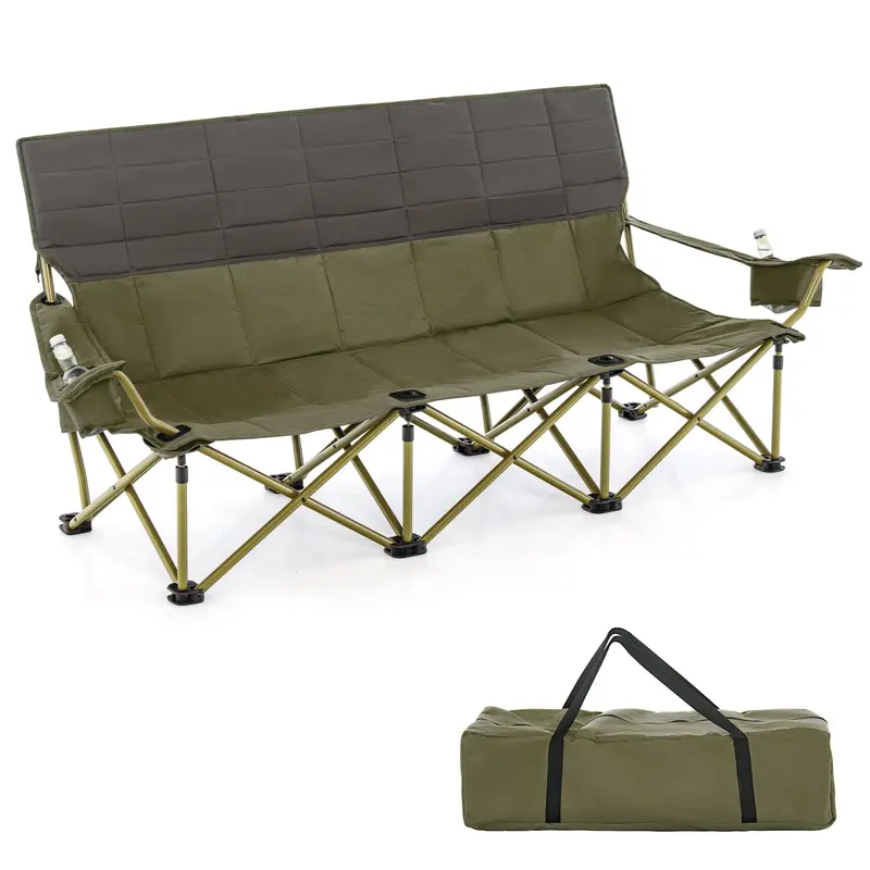 Spacious Three-Person Folding Camping Lounger — Extra-Wide Outdoor Seating Solution