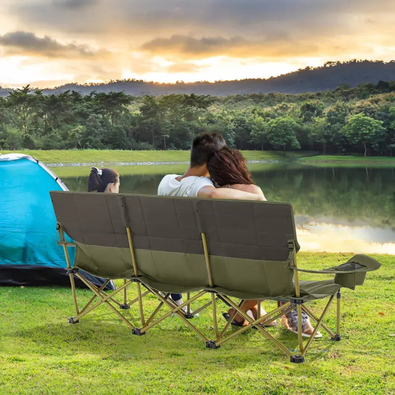 Spacious Three-Person Folding Camping Lounger — Extra-Wide Outdoor Seating Solution 2
