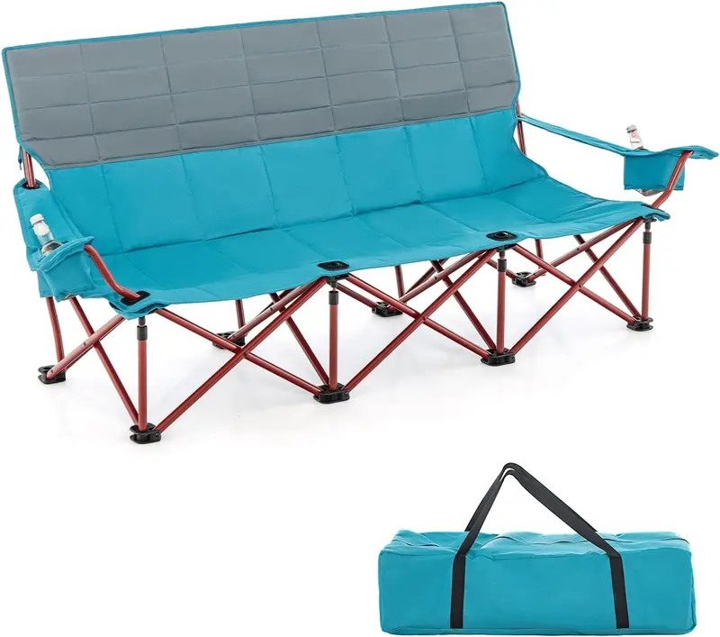 Spacious Three-Person Folding Camping Lounger — Extra-Wide Outdoor Seating Solution