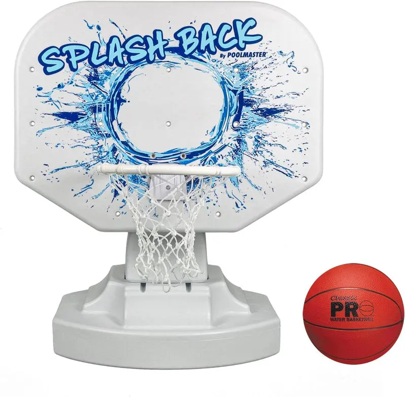 Splashback Poolside Basketball Hoop – Compact Blue Game System (34"W x 38"D x 45"H) for Backyard Recreation