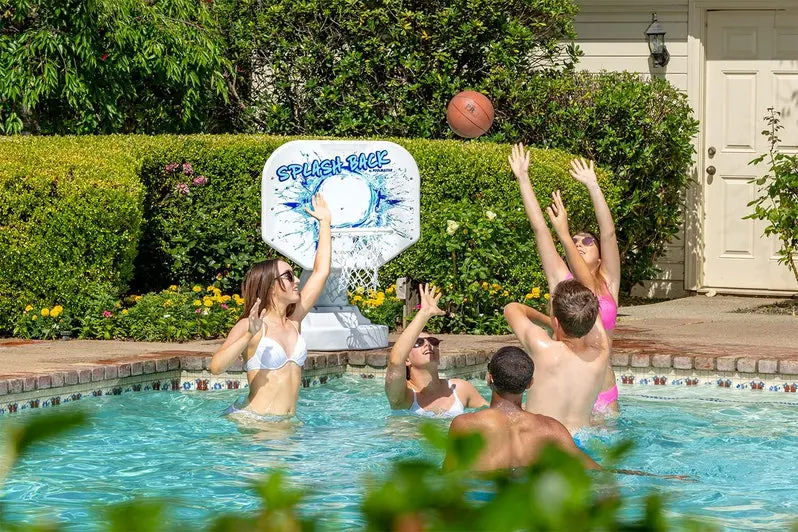 Splashback Poolside Basketball Hoop – Compact Blue Game System (34"W x 38"D x 45"H) for Backyard Recreation