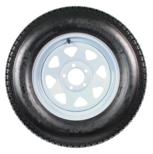 ST205/75D15 Trailer Tire and Wheel Assembly – Two-Pack, LRC Load Rating, Classic White Spoke Finish