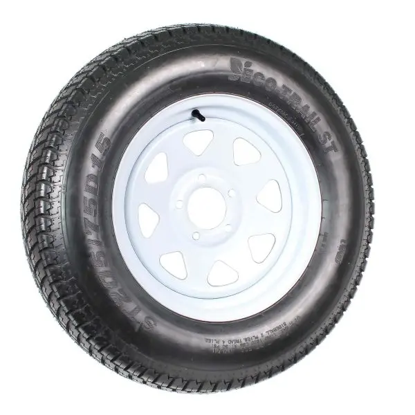 ST205/75D15 Trailer Tire and Wheel Assembly – Two-Pack, LRC Load Rating, Classic White Spoke Finish