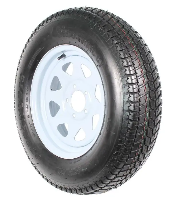 ST205/75D15 Trailer Tire and Wheel Assembly – Two-Pack, LRC Load Rating, Classic White Spoke Finish