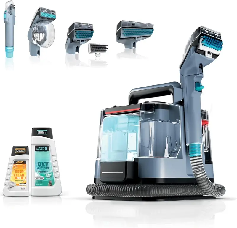 StainStriker PX202BRN Portable Carpet and Upholstery Cleaner – Nordic Blue Unit with XL Tool Kit & Full-Size Cleaning Solution