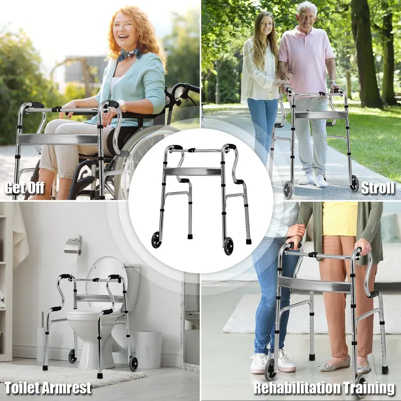 Standard Folding Walker – Sturdy Mobility Aid Supporting Up to 440 Pounds