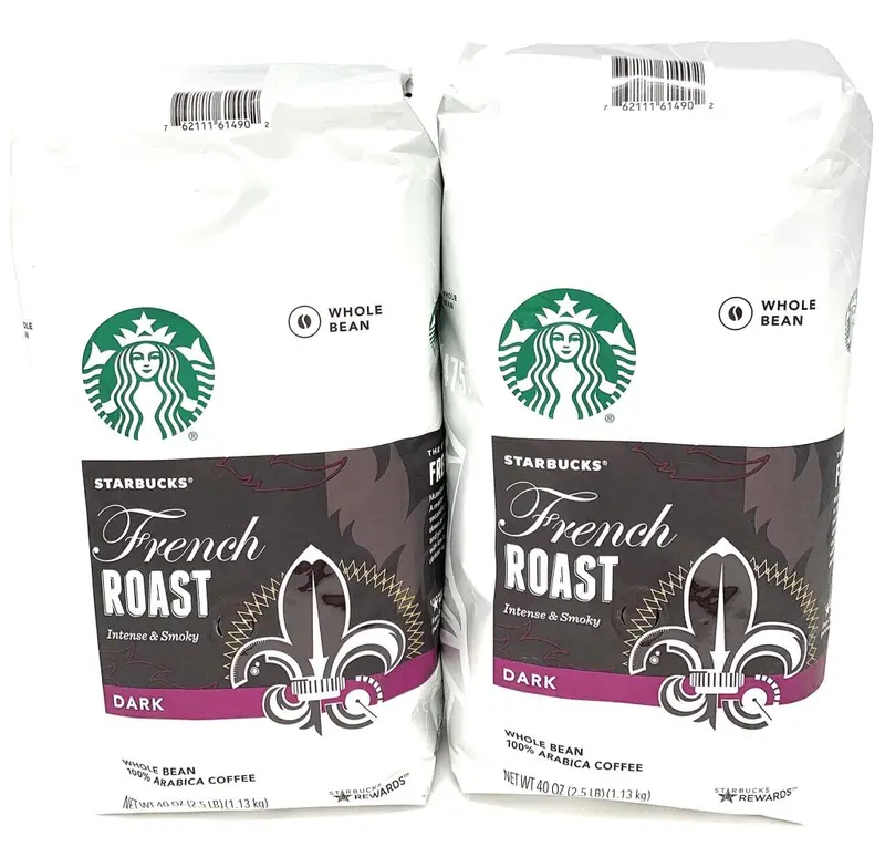 Starbucks French Roast Whole Bean Coffee – 80 oz (2 × 40 oz) Pack, Bold Smoky Dark Roast, 100% Arabica