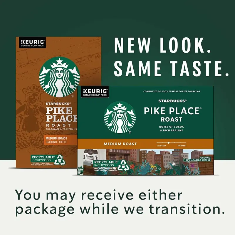 Starbucks Pike Place Roast K-Cup Pods – Medium Roast Arabica Coffee, 96-Count, Keurig-Compatible Single-Serve Capsules