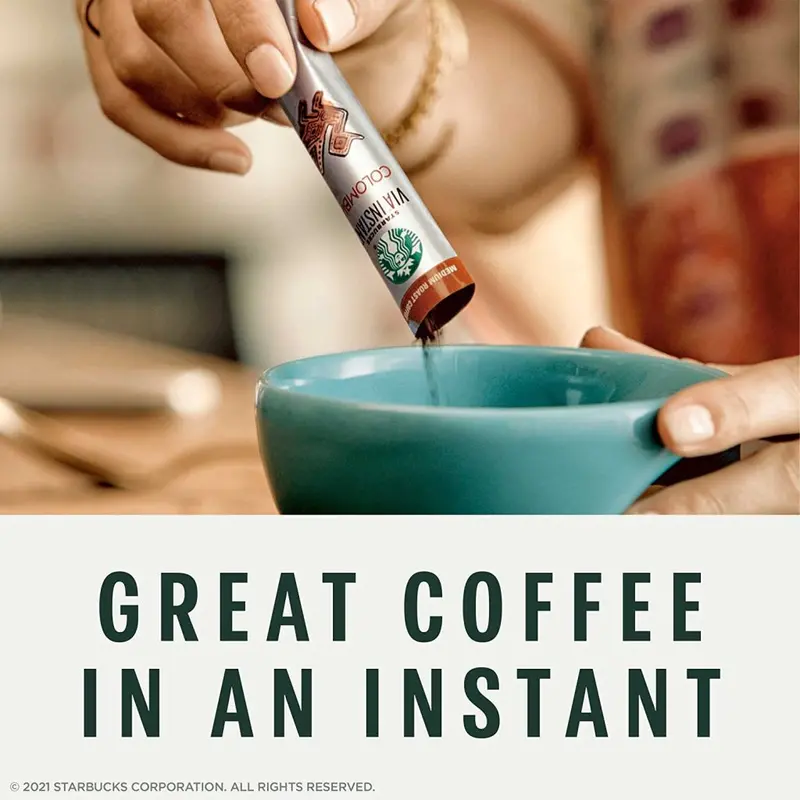 Starbucks VIA Instant Italian Roast Decaf – Rich Dark Roast Arabica, 50 Individually Wrapped Single-Serve Packets