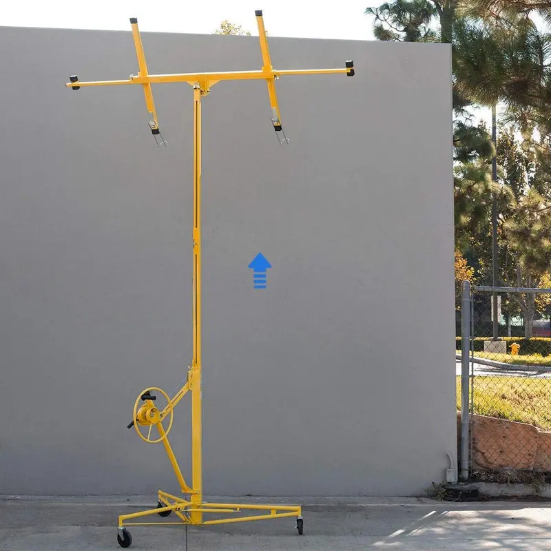 Stark USA 65044 Rolling Drywall Lift – Heavy-Duty 11-Foot Sheetrock Hoist Jack in Bright Yellow for Efficient Wall Installation