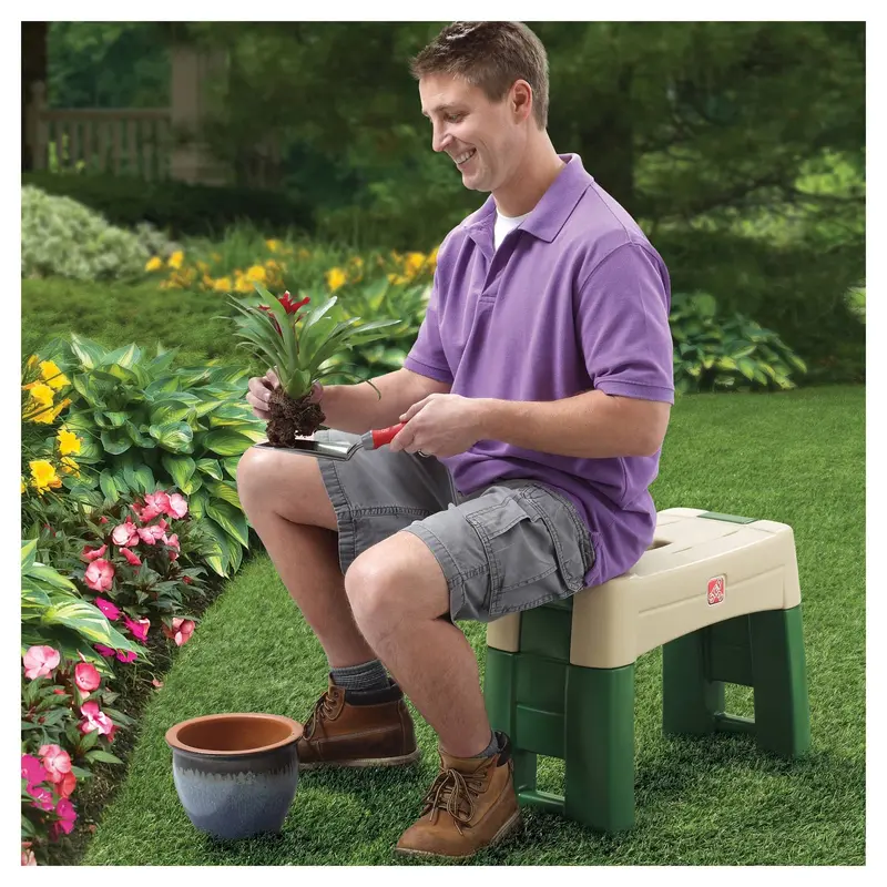 Step2 Garden Kneeler & Seat – Dual-Use Outdoor Tool with Padded Cushioned Surface for Comfortable Gardening (Green)