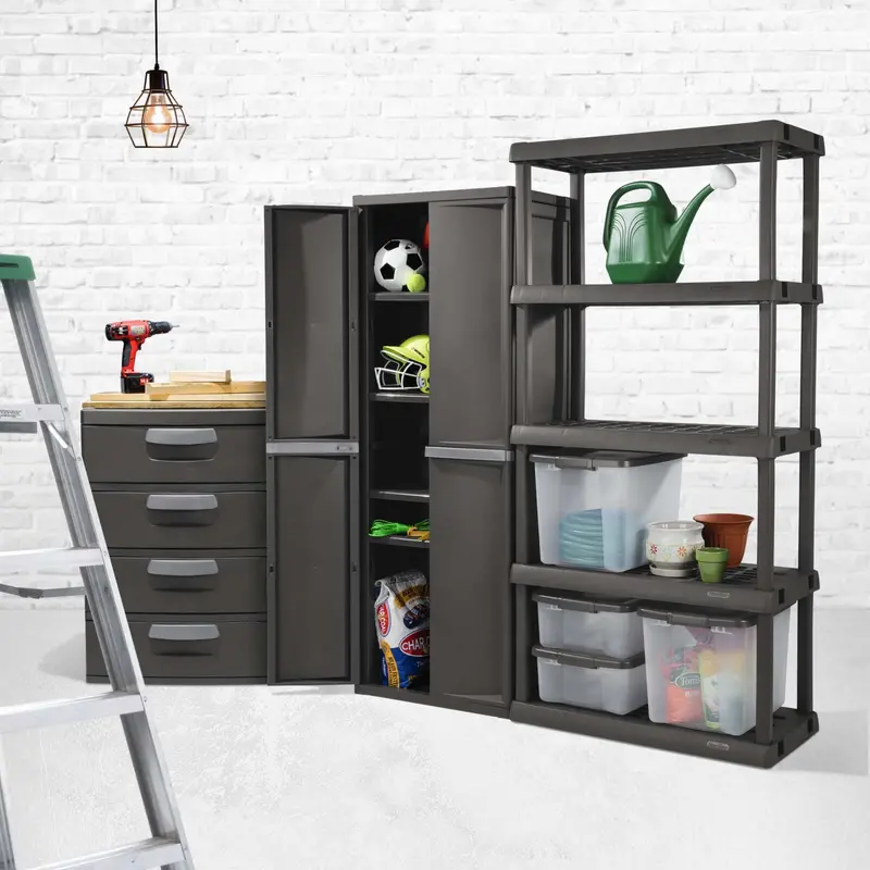 Sterilite Heavy-Duty 4-Drawer Modular Storage Unit – Flat Gray, BPA-Free Plastic Organizer