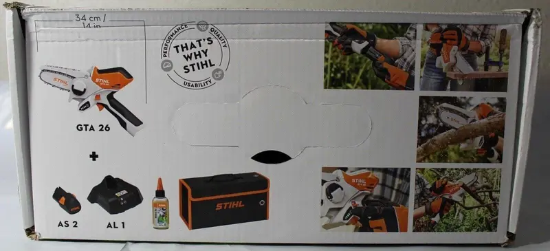 STIHL GTA 26 Cordless Pruning Chainsaw – Includes Rechargeable Battery, Charger, and Protective Carrying Case