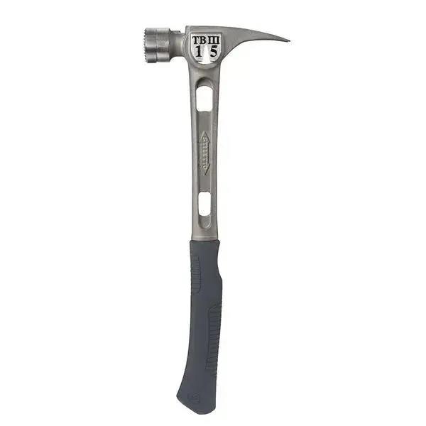 Stiletto TB3MC Titanium Framing Hammer – 15 oz, Precision-Milled Face, Contoured Non-Slip Grip