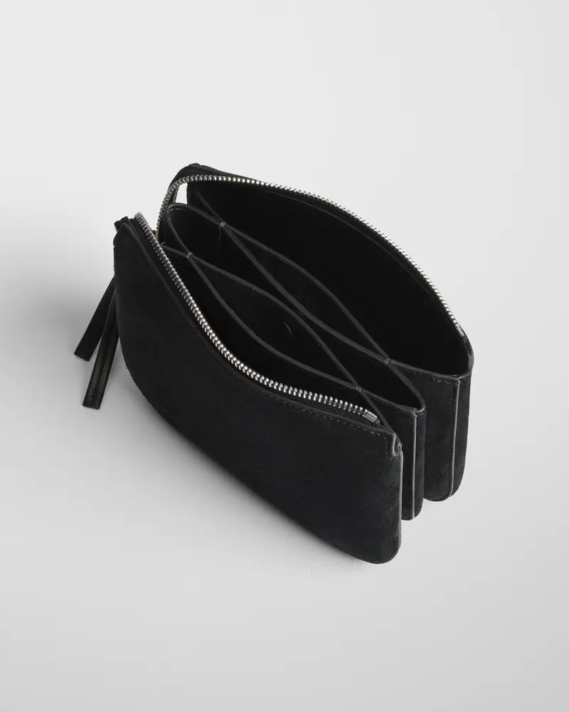 Structured Pocket Gig Bag In Black Suede Leather