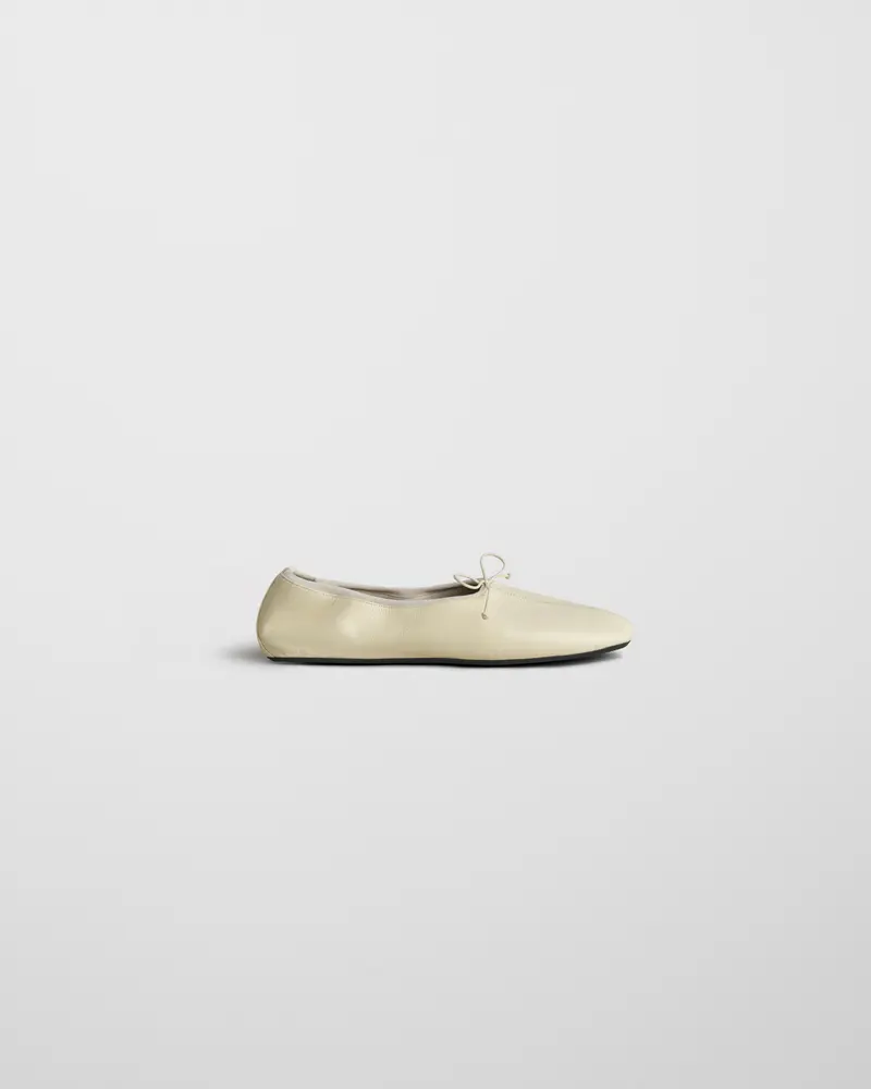 Stucco Leather Flat Pump With Grosgrain Detail